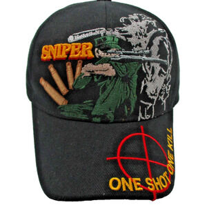 U.S. Warriors Hat Cap Strap Back Mens One Size Black Sniper One Shot Kill Army